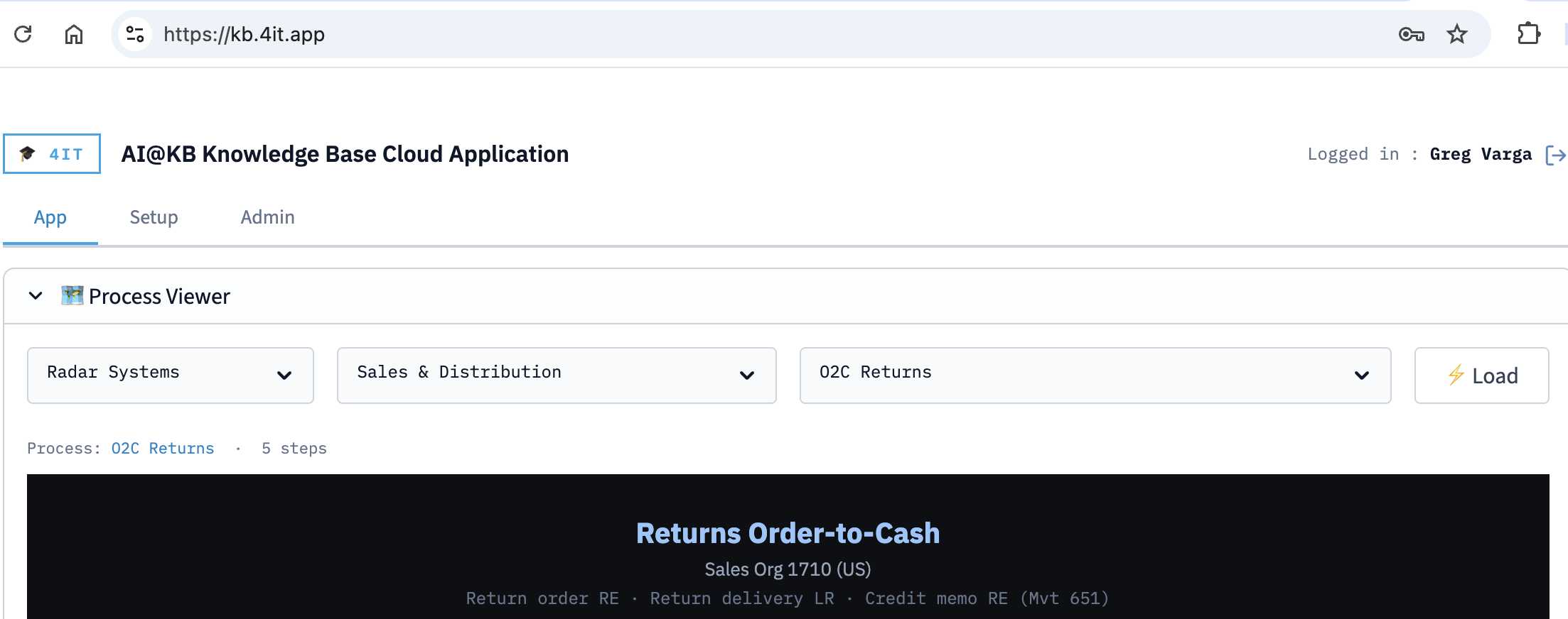 Process Viewer — selecting a process flow