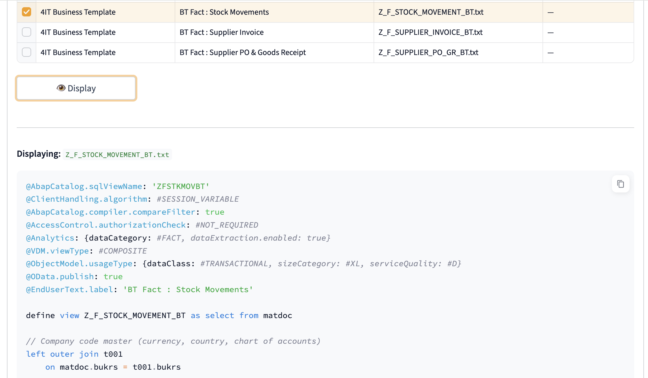 CDS Manager — CDS Source Display